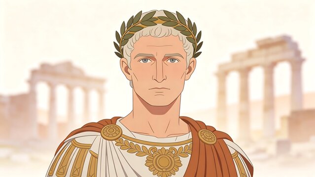 Ancient Roman figure with laurel wreath