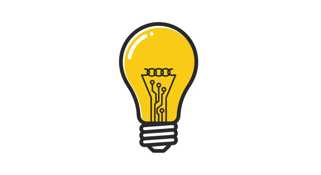 Bright Yellow Light Bulb Symbolizing Idea and Creativity.