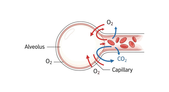 Oxygen and Carbon Dioxide Exchange Process.