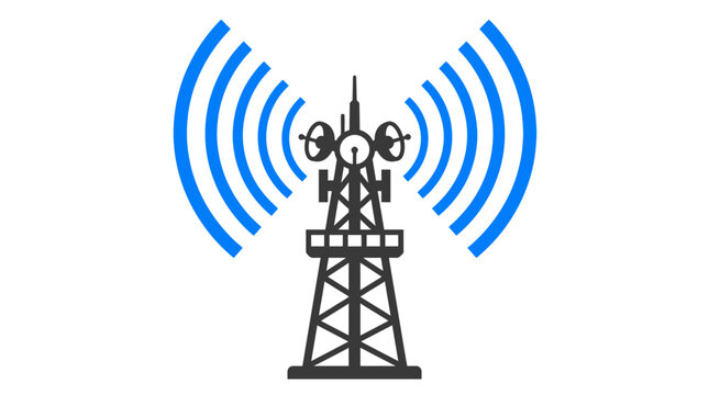 Communication Tower Emitting Wireless Signal Waves.