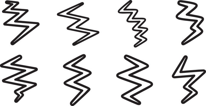 Black zigzag lines on clean background icon set Vector