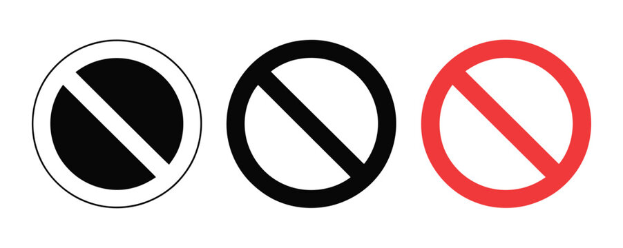 Prohibition icon, no symbol restriction graphics, forbidden warning signs, ban circle slash concept, vector illustration