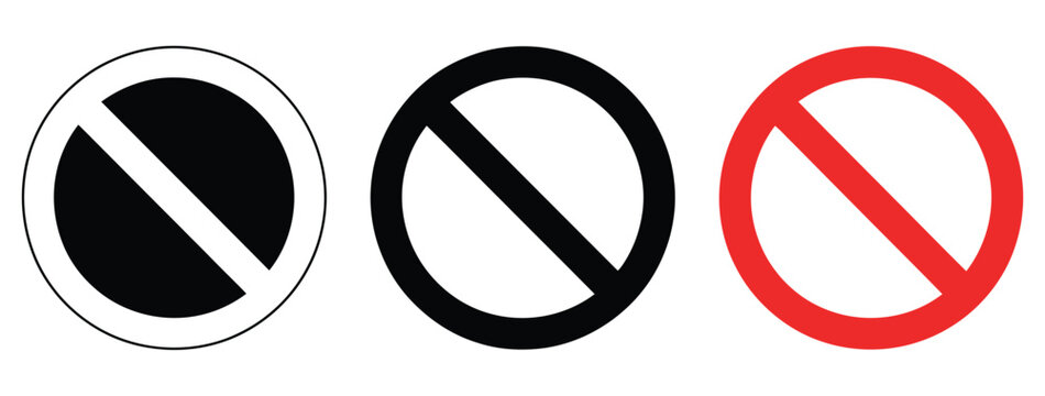 Prohibition icon, no symbol restriction signs, forbidden warning graphics, ban circle slash concept, vector illustration