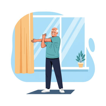 vector illustration of a man with a weight scale