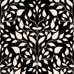 Fototapeta premium White Leaves, Decorative seamless pattern. Repeating background. Tileable wallpaper print.
