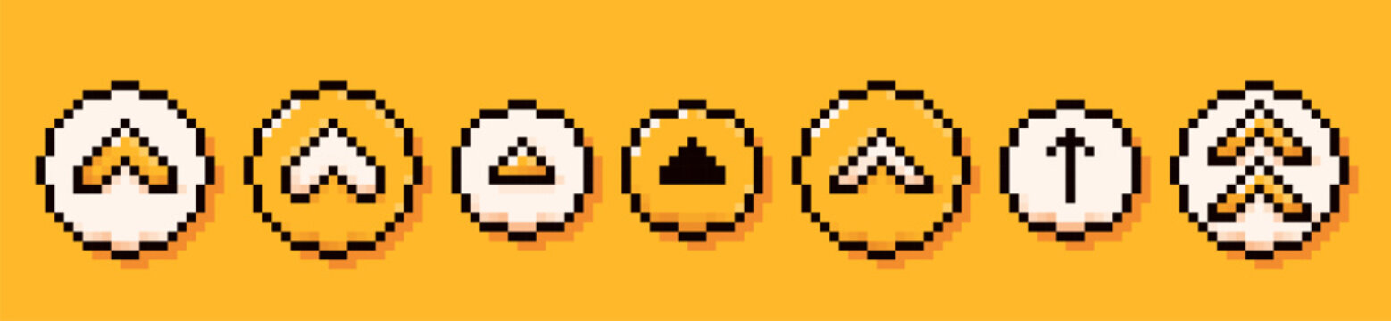 Set with swipe up circle buttons drawn in pixel art style.