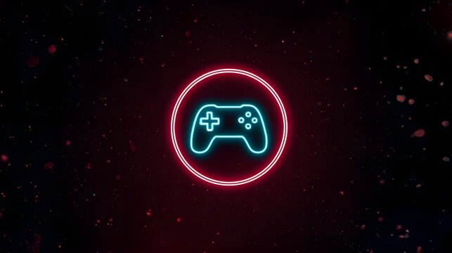 Neon Gaming Controller Icon Digital Game Interface Esports Background