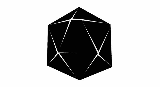 Black Polygon D20 Gaming Die.