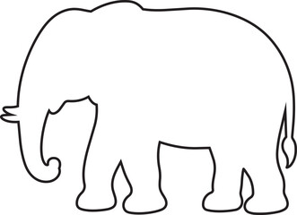 Fototapeta premium Stylized elephant illustration in outline vector art on white background with african animal asian animal