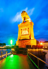 Fototapeta premium Lighthouse and Bavarian Lion in Lindau