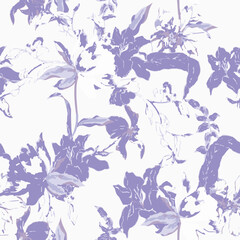 Fototapeta premium Big flowers pattern, upscale floral pattern. graphical textures floral, trendy colors pattern , flowers background with leaves. vector illustration.