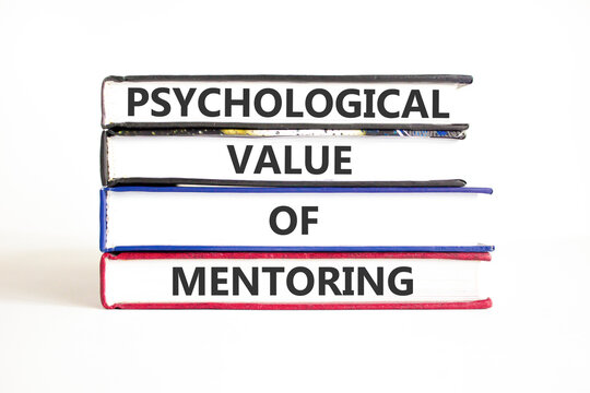 Value of mentoring words symbol. Concept words Psychological value of mentoring on beautiful books. Beautiful white background. Business psychological value of mentoring concept. Copy space.