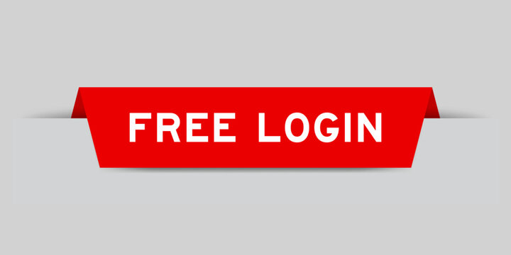 Red color inserted label with word free login on gray background