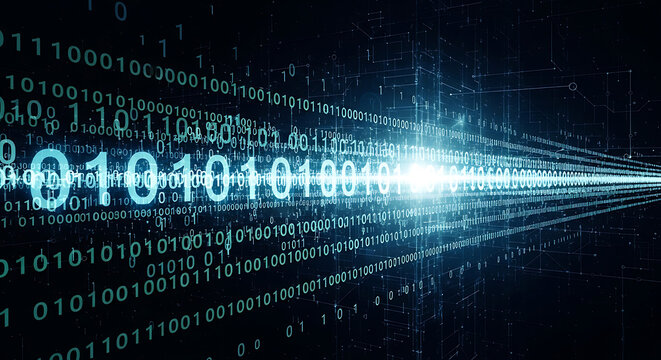 A seamless blue binary code loop background representing a digital world of internet technology and data communication for global business network security and online education