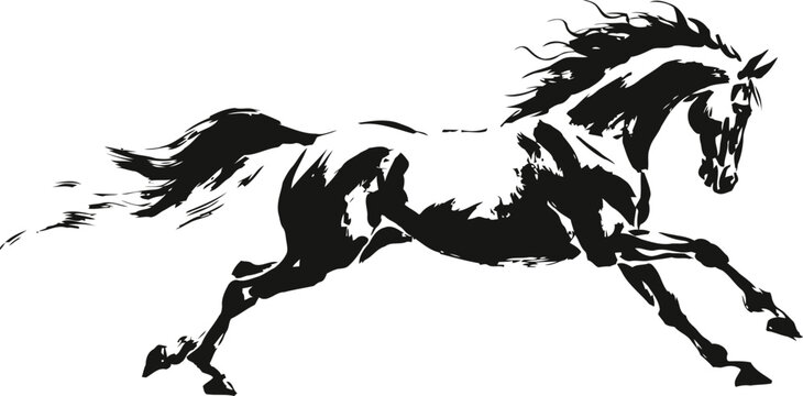 running horse silhouette in dynamic motion elegant wild stallion galloping freely with flowing mane and tail