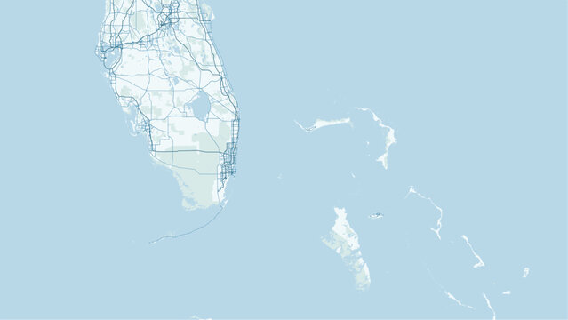 Modern minimalist vector map of Miami and Miami Beach. High-quality SVG illustration of Biscayne Bay islands, city grid, and coastline for Florida travel posters and design.