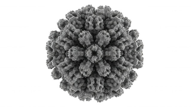 Detailed 3 d rendering of a complex virus particle with geometric structure isolated on a transparent background