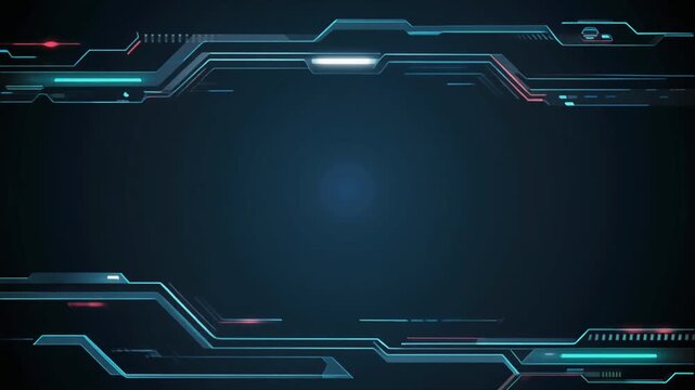 Sleek commercial digital background displaying a futuristic tech HUD interface border frame with clean corner brackets and subtle glowing light indicators.