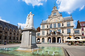 Obraz premium Royal Dutch Theatre Sint Baafsplein square in Ghent, Belgium
