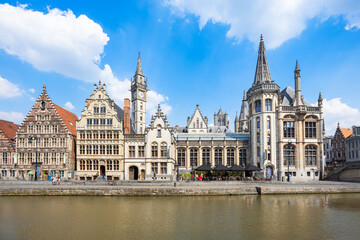 Fototapeta premium Historic guild houses on Graslei embankment in Ghent, Belgium