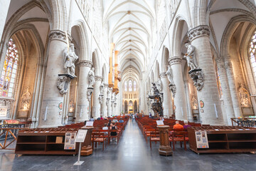 Naklejka premium Cathedral of St. Michael and St. Gudula interior in Brussels, Belgium