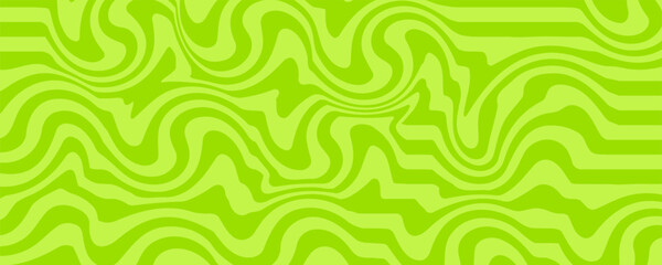 Fototapeta premium Abstract green background with hypnotic wavy lines pattern. Fresh and natural background