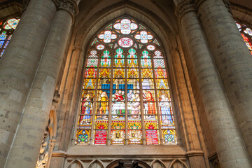 Naklejka premium Cathedral of St. Michael and St. Gudula interior in Brussels, Belgium
