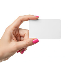 Obraz premium A hand holding a blank white card or placeholder
