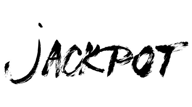 Jackpot Text Brush Stroke Calligraphy. Grunge hand written jackpot script lettering, icon sign. Vector hand draw jackpot textured message for banner, poster, cards.