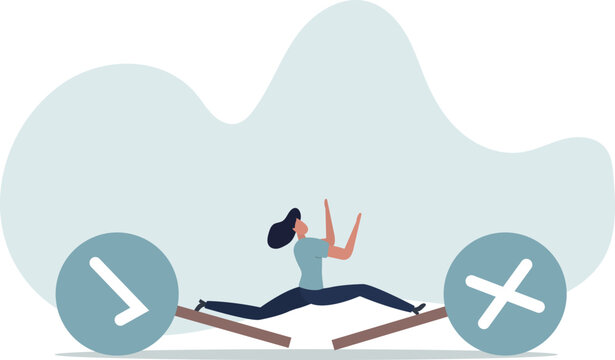 Business decision right or wrong, true or false, correct and incorrect, moral choosing option concept.person's life situation and his activities.