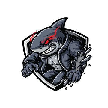 Aggressive Shark Mascot in Jacket