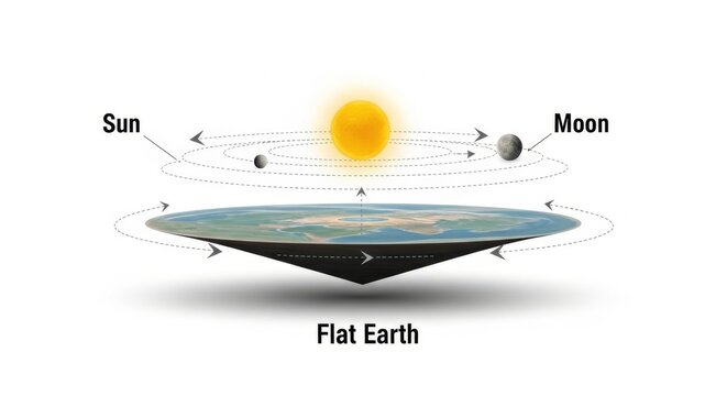 Flat Earth Model Illustrating Sun and Moon Orbits