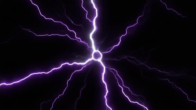 Vibrant Purple Electrical Discharge Striking Against a Dark Background