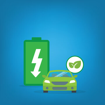 Electric Car Charging Concept with Green Energy Battery Eco Friendly Transportation 