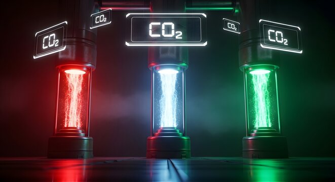 Atmospheric gas analysis co2 h2 and o2 levels displayed