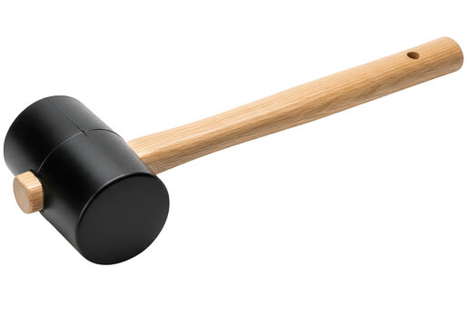 A wooden handled blacksmithing hammer with a heavy metal head
