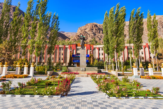 Town hall government building in Khorog city, Tajikistan