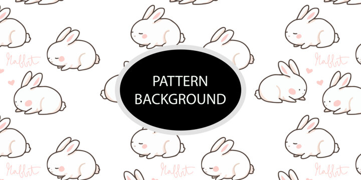 Rabbit pattern and meadle isolated on white background for textile, wallpaper, packaging and so on. 