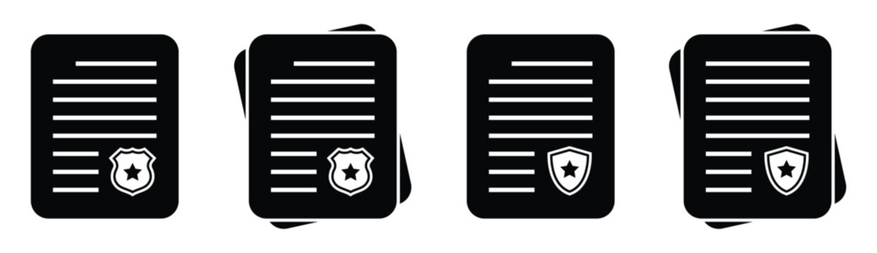 Police document file text icon, vector illustration