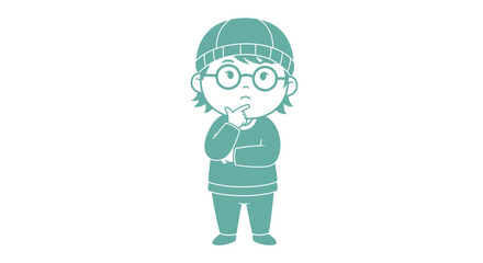 Fototapeta premium A cartoon character wearing glasses.
