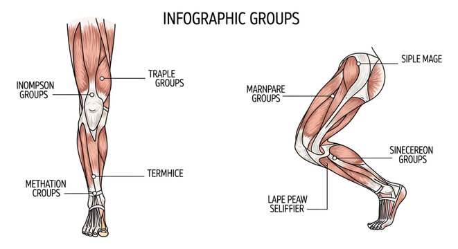 Human Muscle Groups Anatomy Illustration.