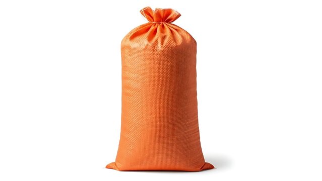 A large orange bag made of burlap material