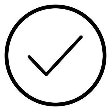 Check Mark Icon in Circle, Success Approved Tick Outline Vector