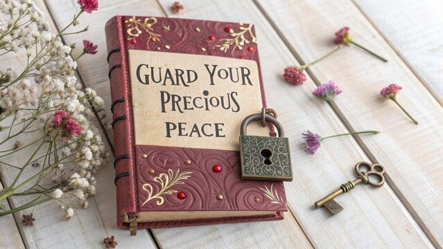 Ornate Journal Locked With Key Protecting 'Guard Your Precious Peace'