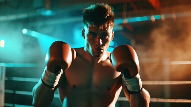 A professional boxer with intense focus and determination.
