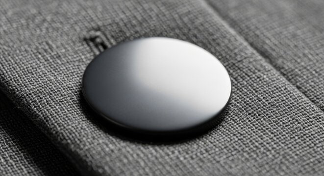 Silver Button on Textured Fabric