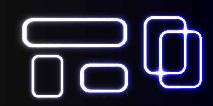 Neon rectangles and squares on black background