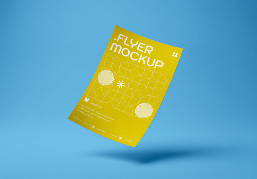 Flying Paper Poster Presentation Flyer Mockup
