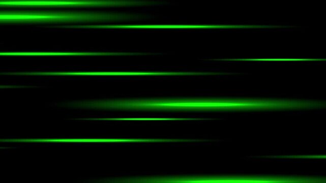Abstract animated background with glowing green lights moving fast forward, creating modern motion graphics with high speed concepts, ideal for design creative, digital art or elegant corporate themes