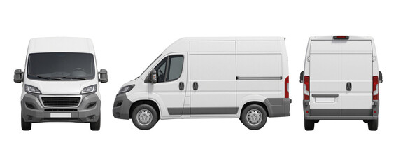 White delivery van PNG transport view set © IconicX